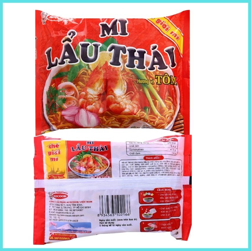 Mì lẩu thái tôm thùng 30 gói 80g MMLTT01-Thương hiệu ACE-COOK