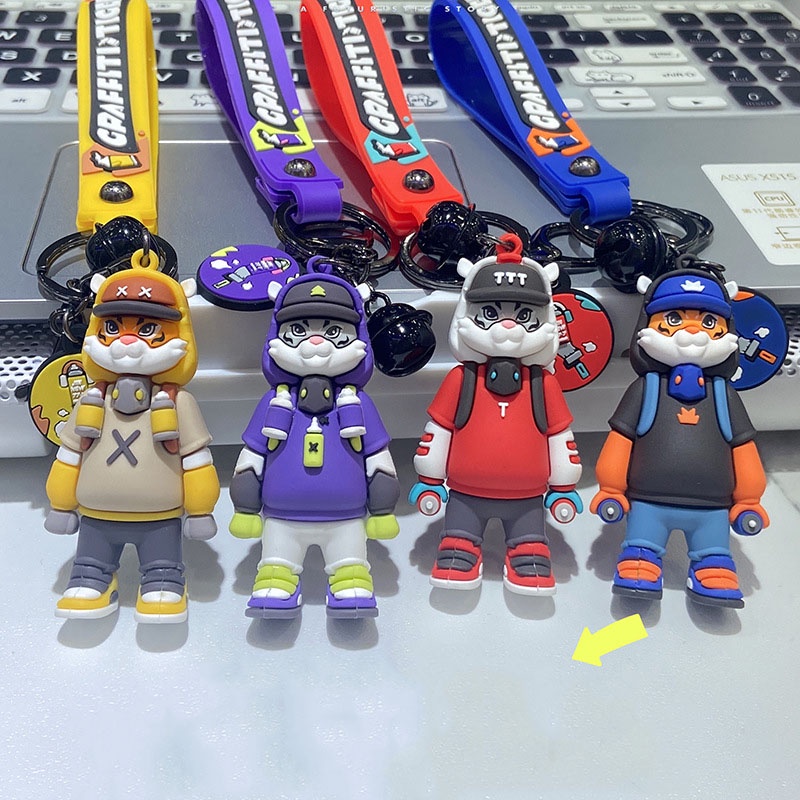 Móc khóa hổ graffity nhiều màu sắc độc đáo chất liệu PVC làm quà tặng bạn bè người thân trang trí balo túi xách-Ráp