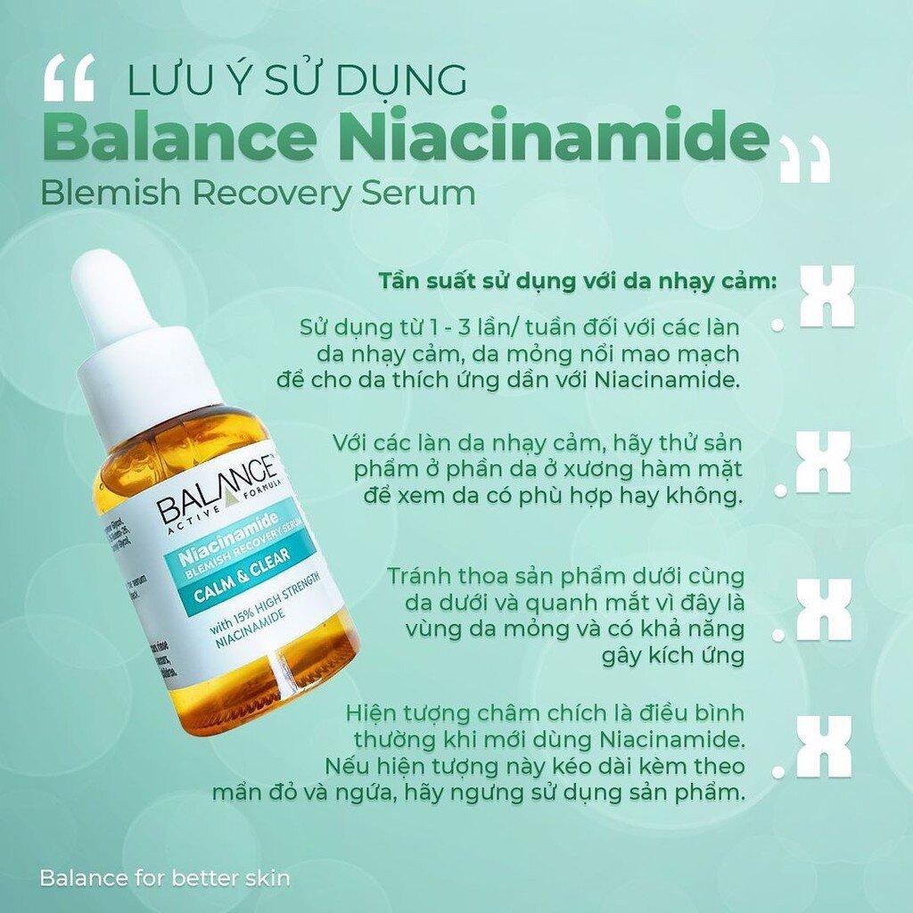 Serum Giảm Mụn, Mờ Thâm Balance Niacinamide Blemish Recovery Calm & Clear 30ml - Thi Vũ