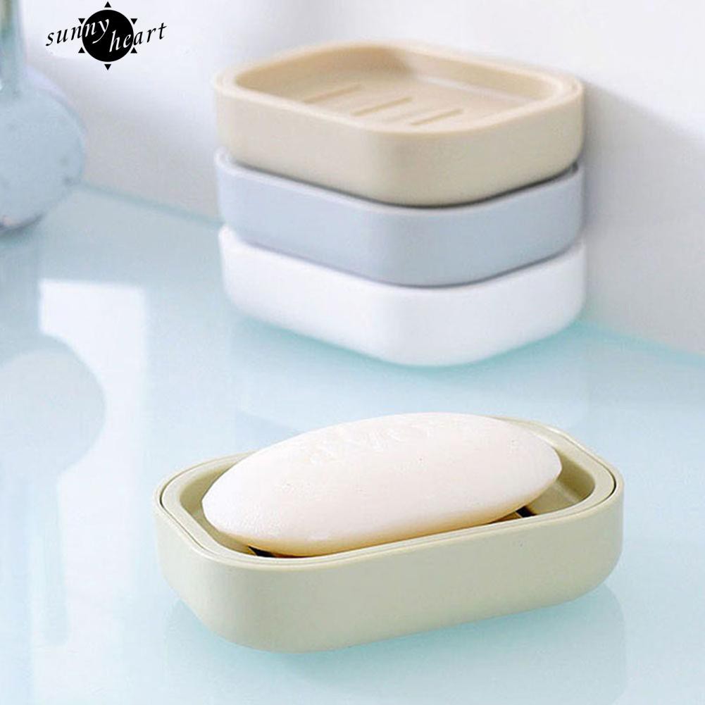 Khay nhựa PP 2 ngăn đựng xà phòng tiện dụng cho nhà tắm