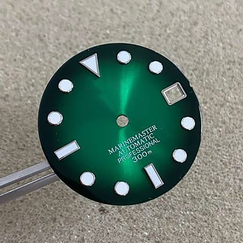 Đồng Hồ Đeo Tay NH35/36/4R/7S 28.5MM Thay Thế Họa Tiết Mặt Trời Màu Xanh Lá Dạ Quang Thời Trang