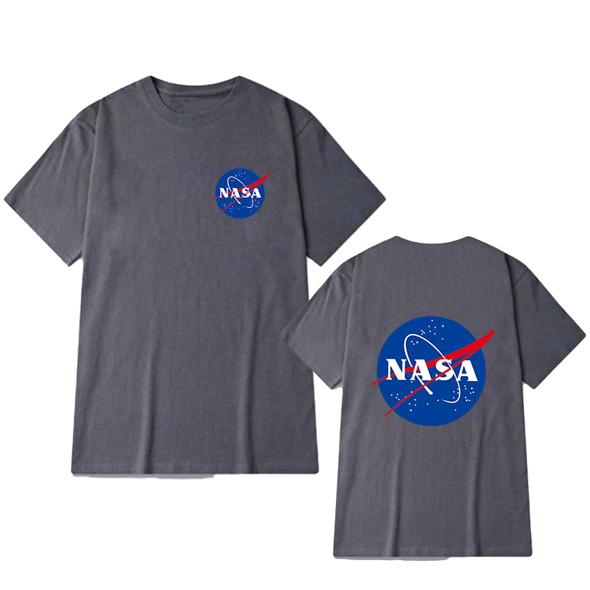 Áo thun cotton logo NASA tay ngắn phong cách retro cho nam