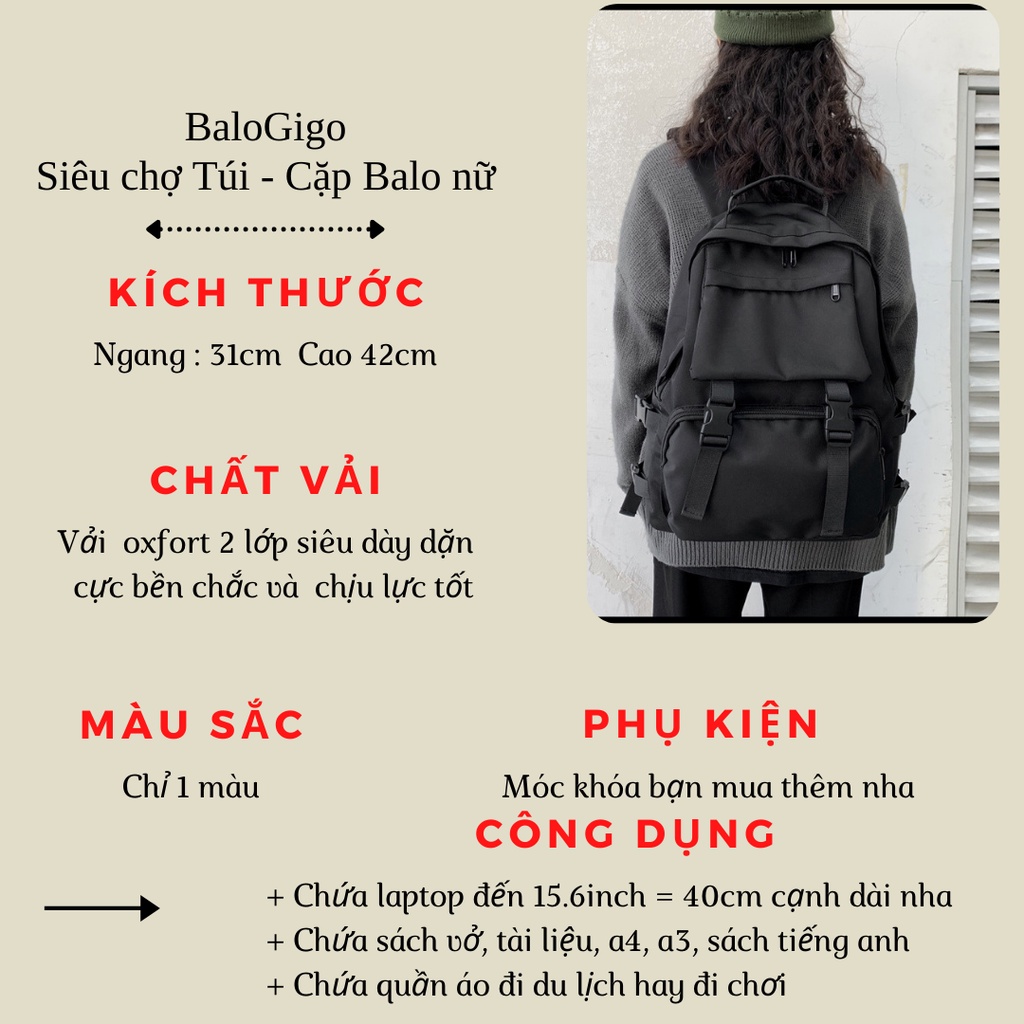 Balo Unisex cá tính mang đi học phong cách G289 - BaloGigo