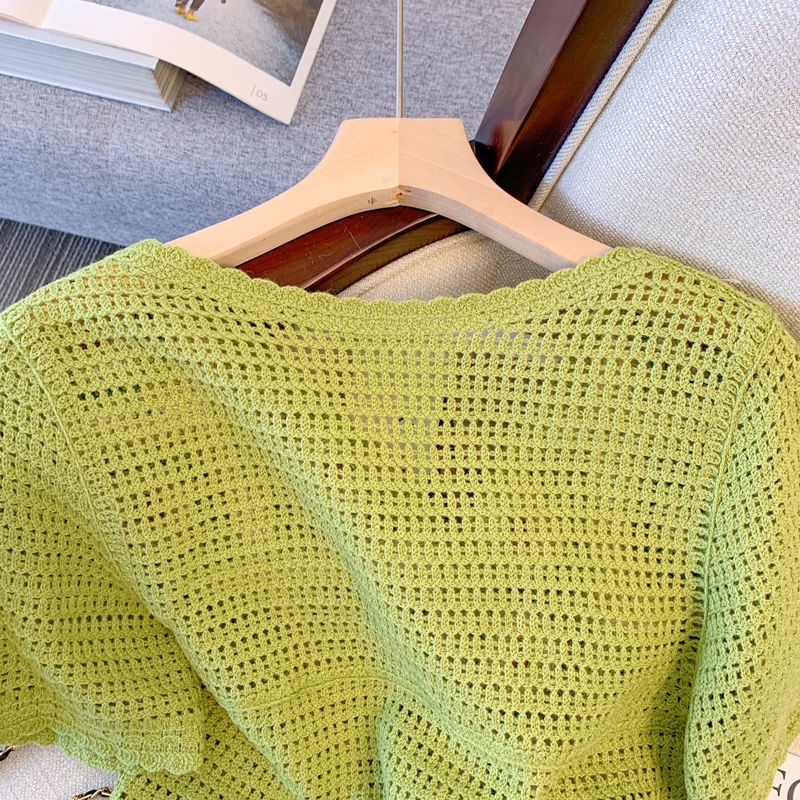 Áo Cardigan Dệt Kim Tay Ngắn Cổ Chữ V Thiết Kế Mỏng Thời Trang Mùa Hè Mới Cho Nữ