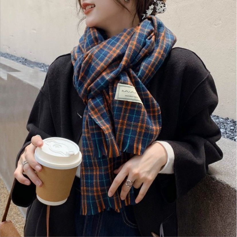 Mộc® Mộc®Khăn dạ kẻ karo mềm giữ ấm mùa đông siêu ấm Khăn Dạ Len Quàng Cổ Mùa Đông Hàn Quốc sf1002