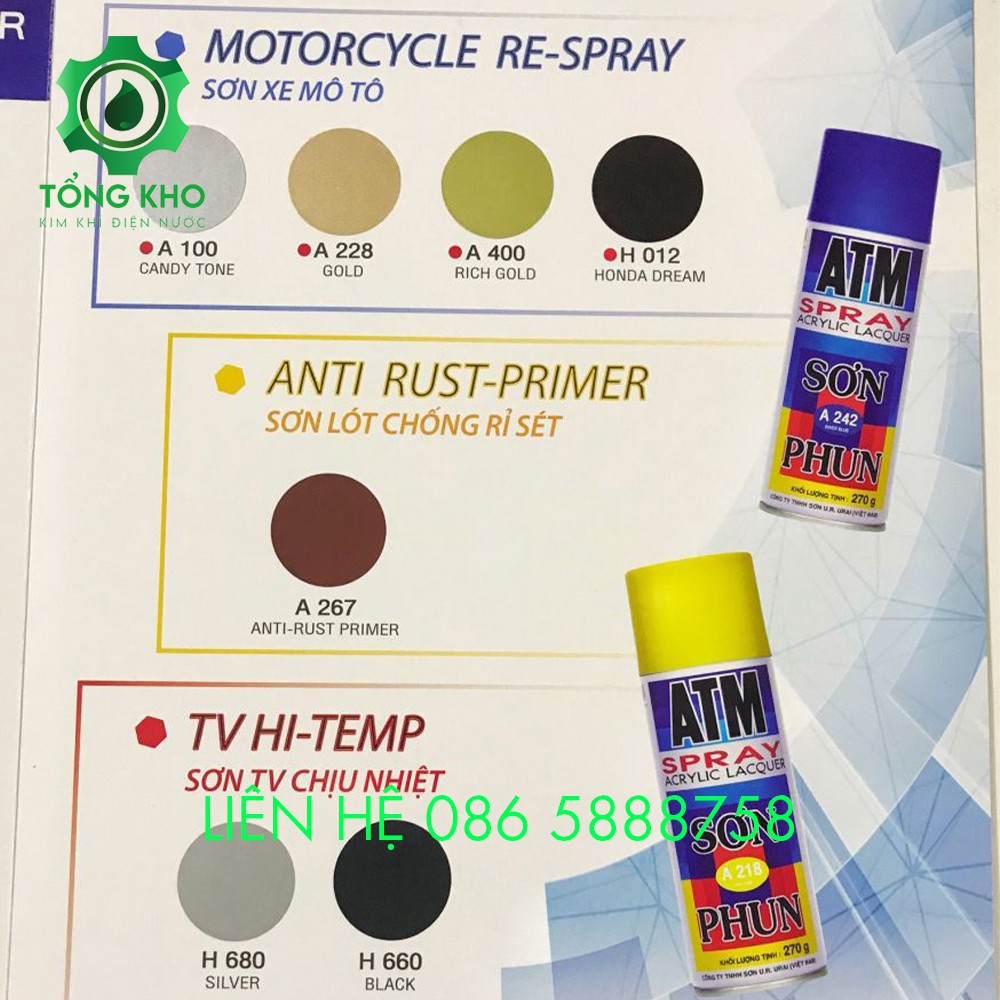 Sơn xịt ATM Spray cầm tay 400ml đủ màu tiện lợi hàng công ty giá rẻ