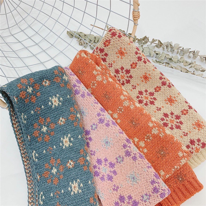 Khăn quàng cổ len ấm áp vintage bé trai bé gái