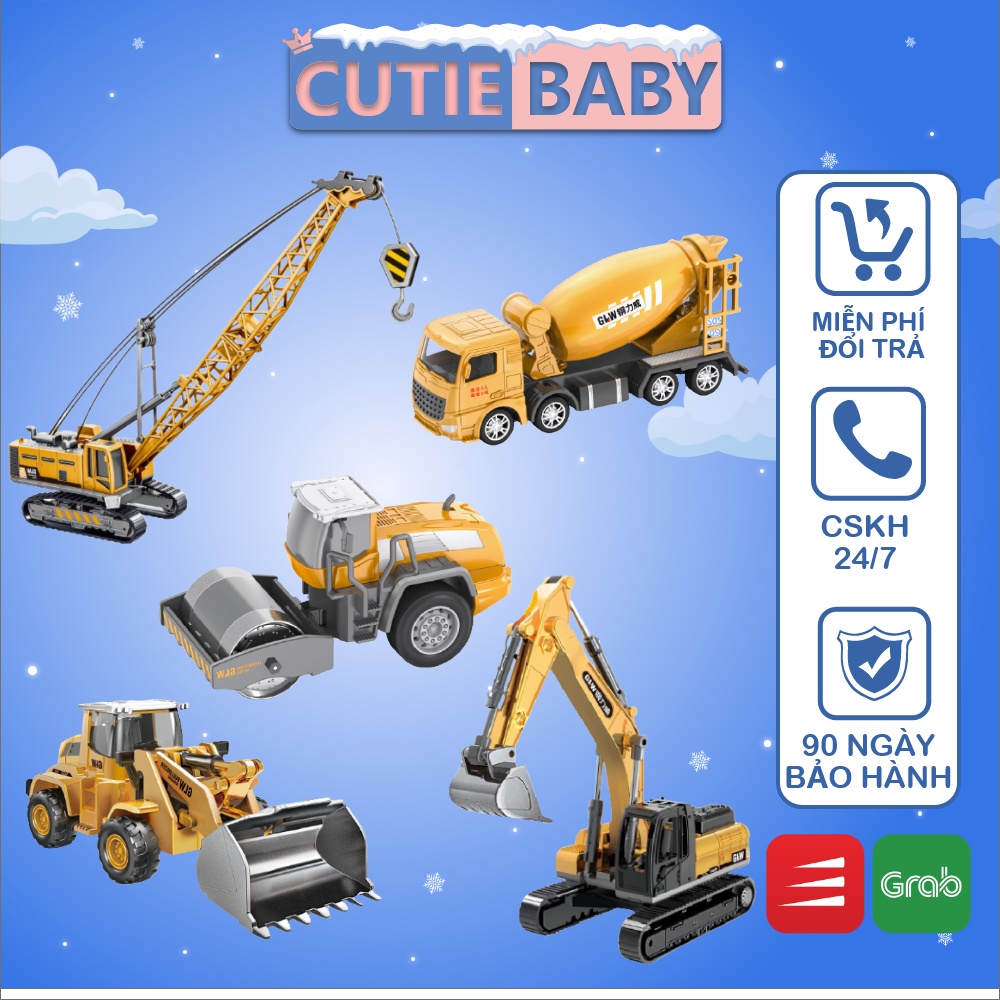 Tổng Hợp Xe mô hình đồ chơi công trình xây dựng cho bé | Máy xúc, máy ủi, cần cẩu... nhựa ABS an toàn, chống chịu va đập