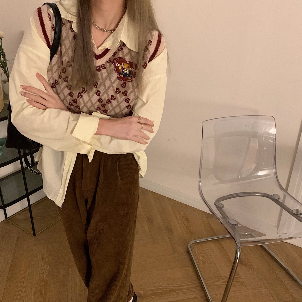 Áo Không Tay Cổ Chữ V Phong Cách Retro Thời Trang