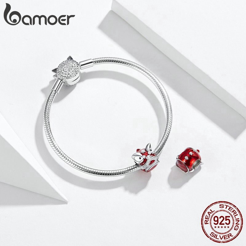 Hạt charm Bamoer hình đầu lân đính đá đẹp mắt