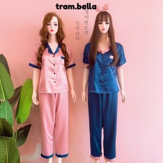 Bộ phi lụa phối tay ngắn quần dài