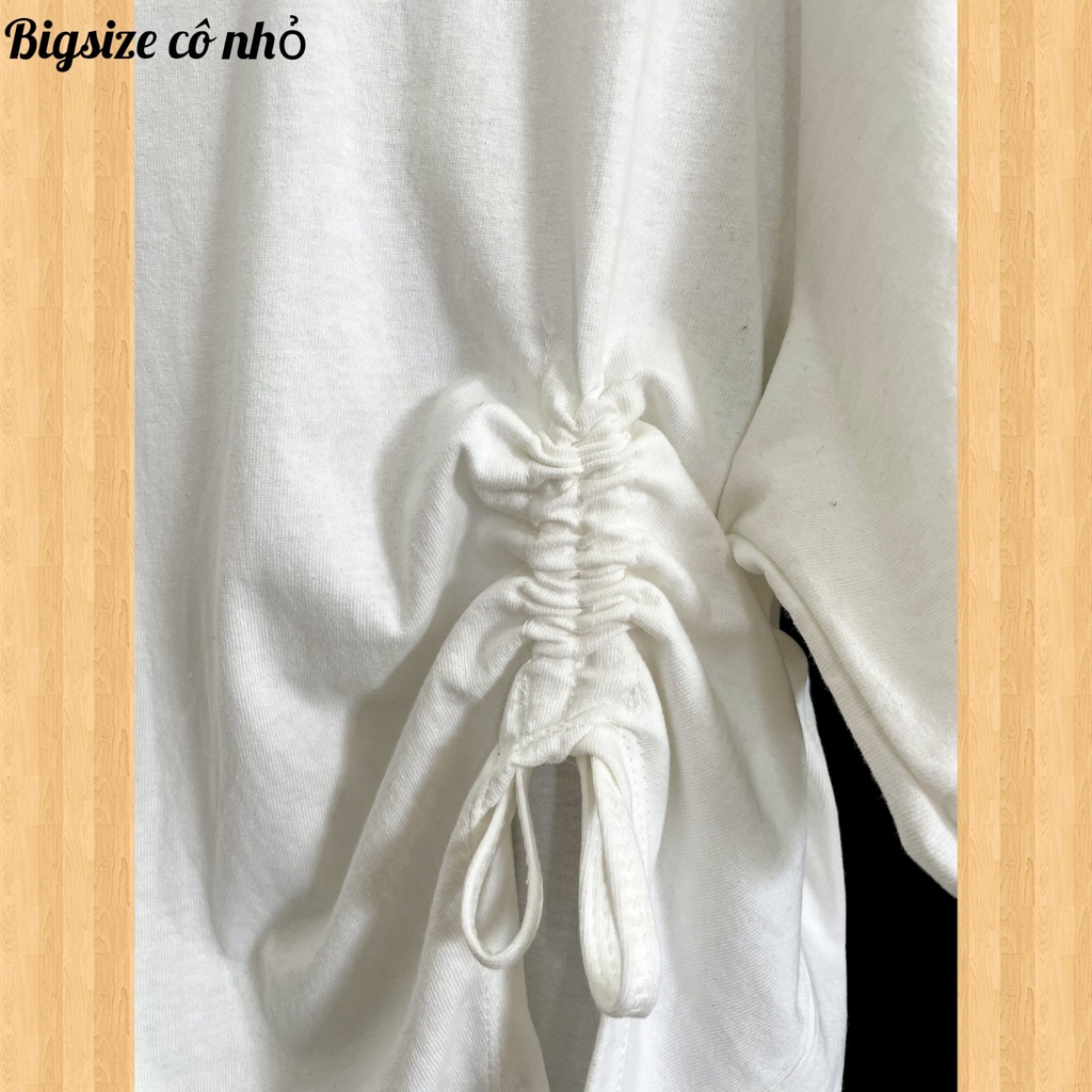 Áo thun tay ngắn croptop bigsize nữ form rộng xẻ kiểu một bên rút dây chất liệu cotton 58kg-95kg A29
