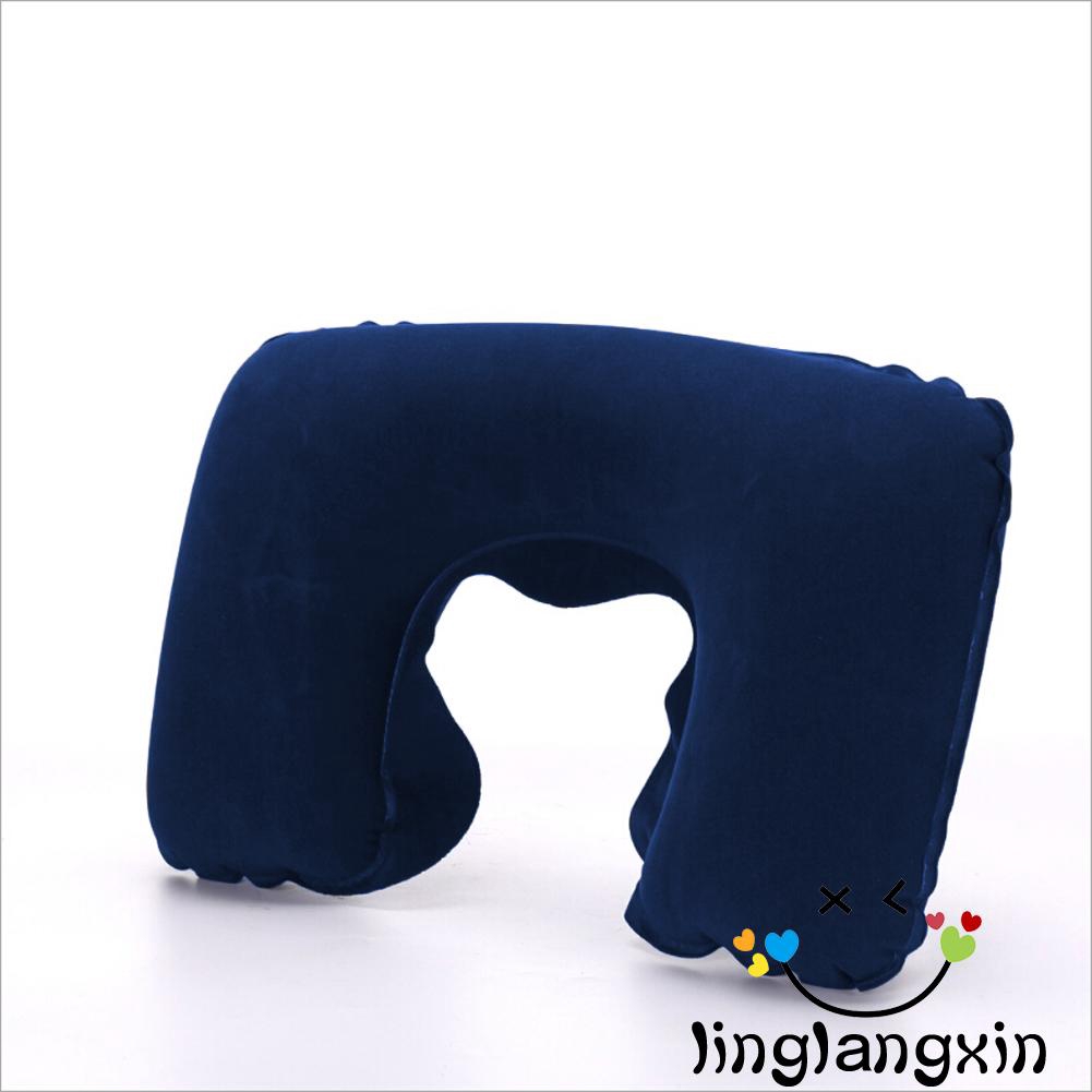 Gối bơm hơi dáng U chất liệu vải đổ kích thước 26.5*44cm có 4 màu tiện dụng