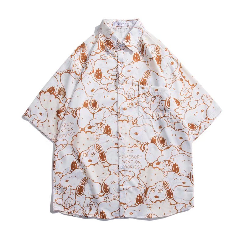 Áo Sơ Mi Tay Ngắn In Hoạt Hình Snoopy Thời Trang Mùa Hè Chất Lượng Cao Cho Nam