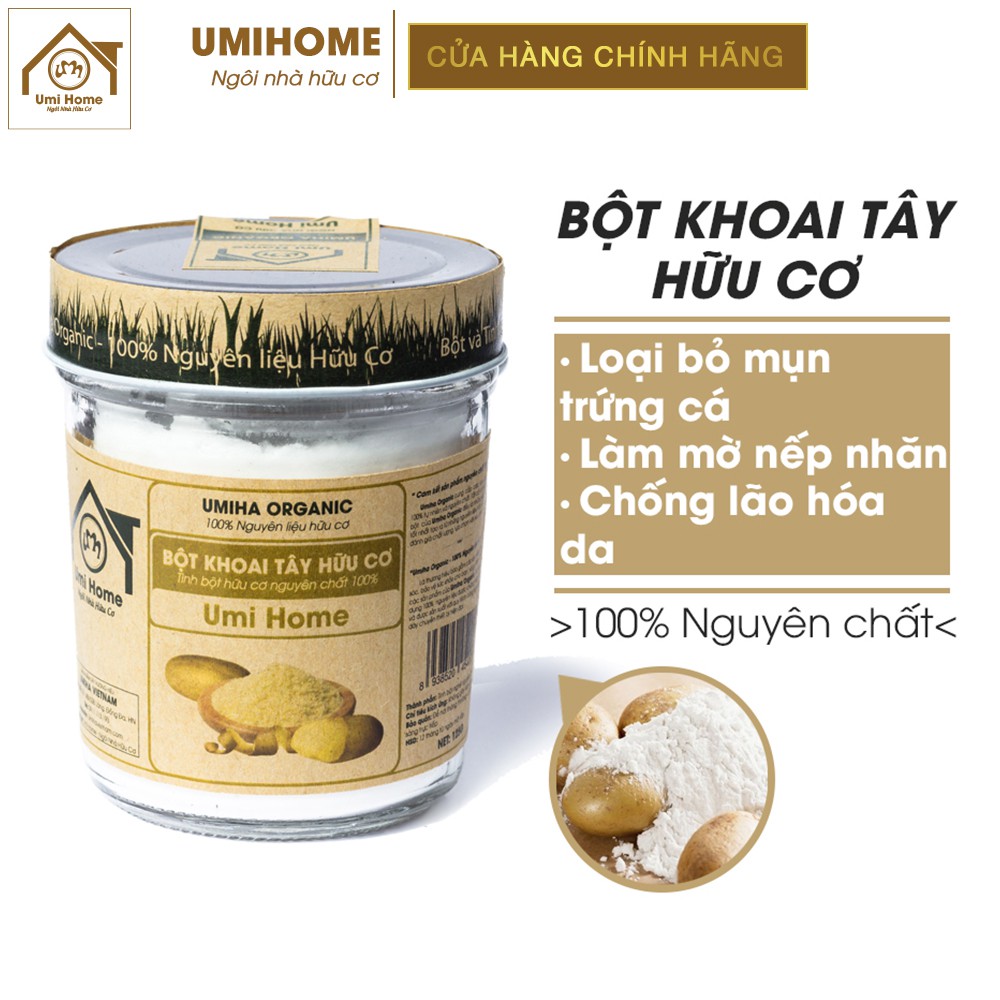 Bột Khoai Tây đắp mặt hữu cơ UMIHOME 135g nguyên chất - Dưỡng da trắng hồng, mịn màng, tái tạo tế bào, ngừa thâm mụn