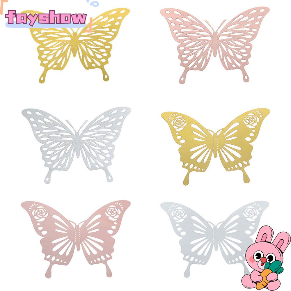 Set 12 Sticker Hình Bươm Bướm 3D Bằng Kim Loại Dán Tường Trang Trí