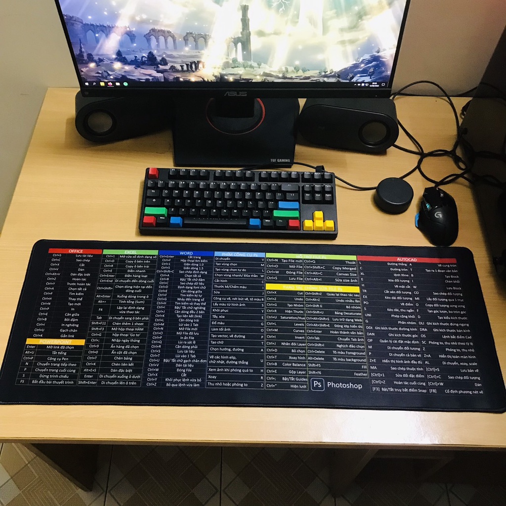 Lót chuột, bàn di chuột phím tắt Photoshop AI kích thước 80x30x0.3cm cho dân văn phòng