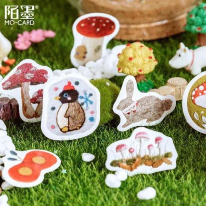 Bộ 46 Sticker Động Vật &amp; Cây Cối Mùa Đông Tuyết Rơi E62