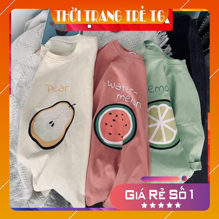 Áo thun 𝑭𝒓𝒆𝒆𝒔𝒉𝒊𝒑 Áo phông form rộng freesize dáng Unisex L70, mặc cặp, nhóm, lớp in hình trái cây.