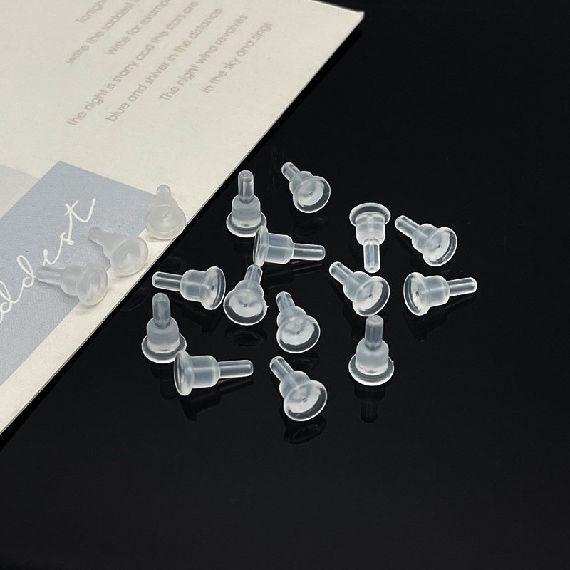 Set 10 Nút Tai Bằng Cao Su Silicon Mềm Trong Suốt Không Gây Dị Ứng An Toàn Làm Khuyên Tai/Trang Sức DIY