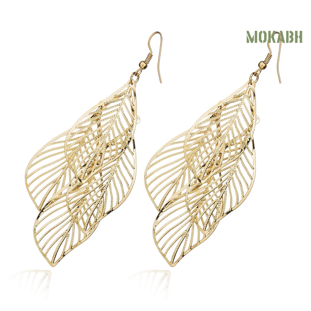 [Thời Trang] Bông Tai Móc Hình Lá Rỗng Đính Tua Rua Phong Cách Baroque Cổ Điển Cho Nữ