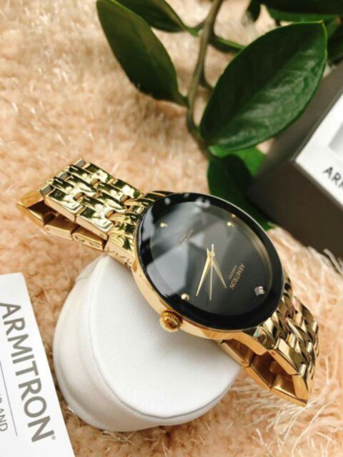 Đồng hồ nam Armitron dây kim loại mặt đen 42mm