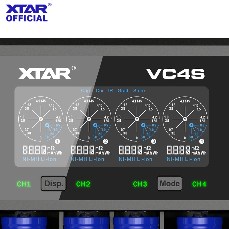 XTAR Củ Sạc Nhanh usb vc4sl qc3.0 Cho Pin li-ion18650 14500 21700 26650 1.2v ni-mh aa