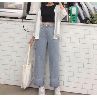 JEANS ỐNG RỘNG GẬP GẤU