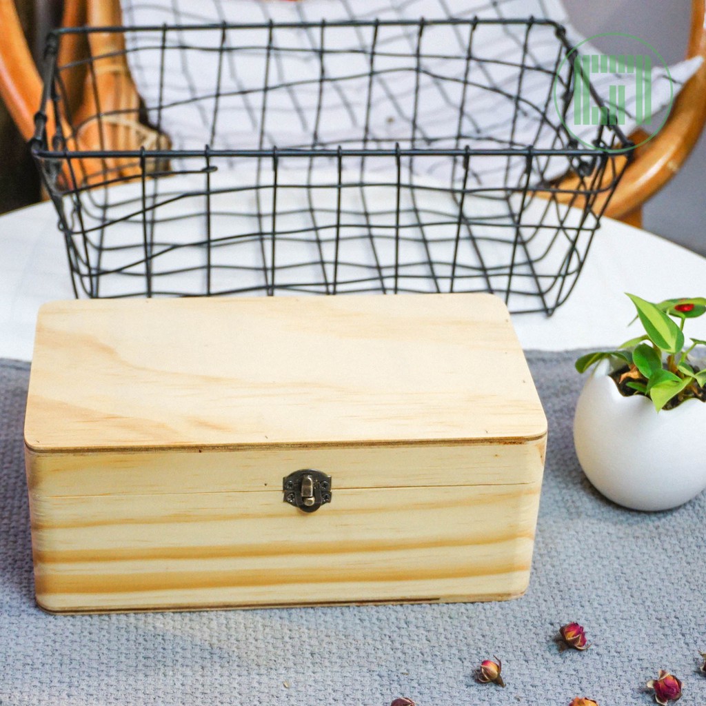 Hộp gỗ chữ nhật nắp gỗ - Hộp gỗ quà tặng - Goc Garden | BigBuy360 - bigbuy360.vn