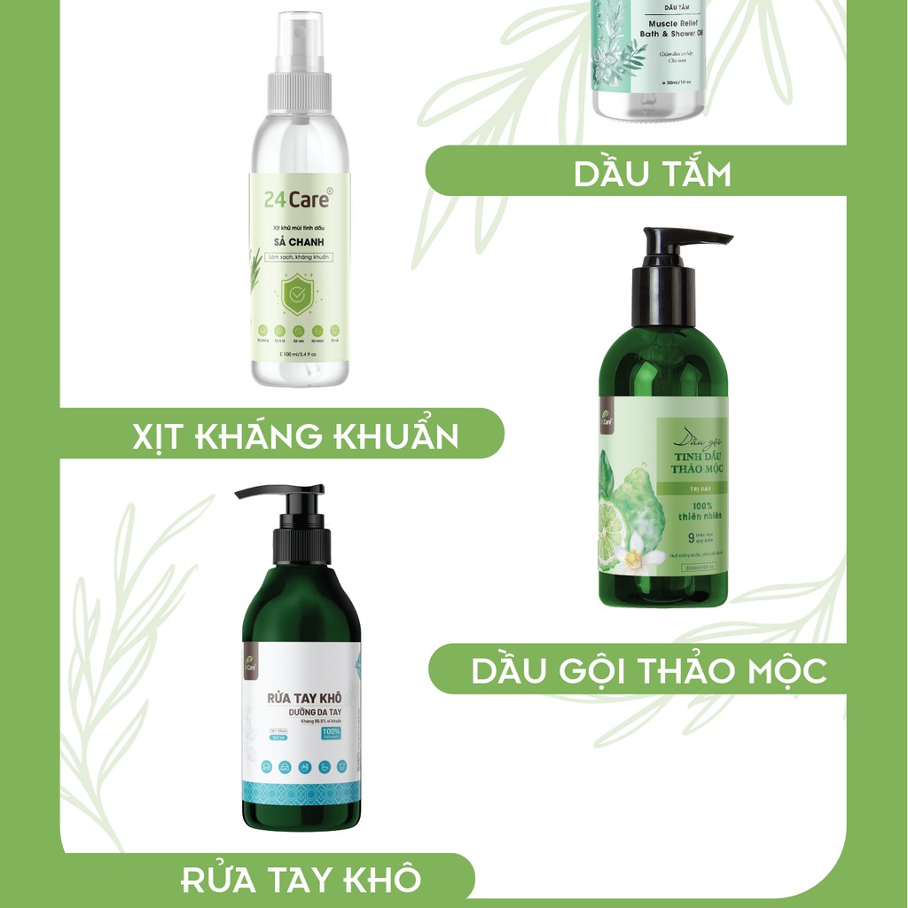 Tinh dầu chanh nguyên chất 24Care - kháng khuẩn, thơm mát, dễ chịu 100ml