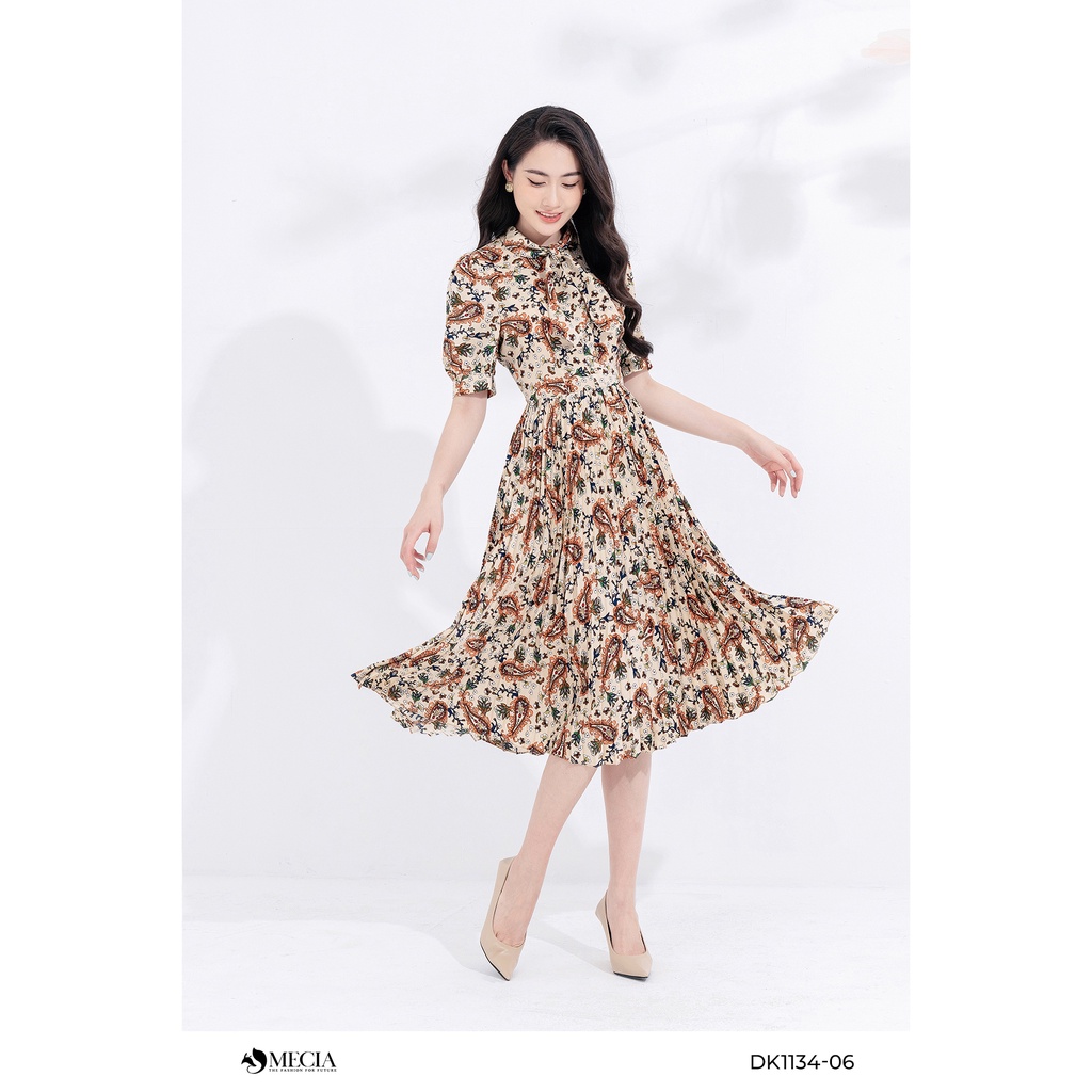 Đầm hoa xòe ly quạt cổ thắt nơ MECIA paisley DK1134