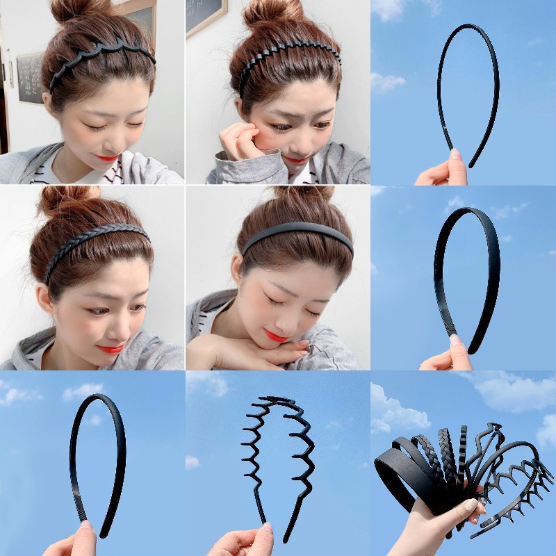 Băng Đô Cài Tóc Rửa Mặt Màu Đen Đơn Giản Chống Trượt Kiểu Hàn Quốc Thời Trang Cho Nam Nữ