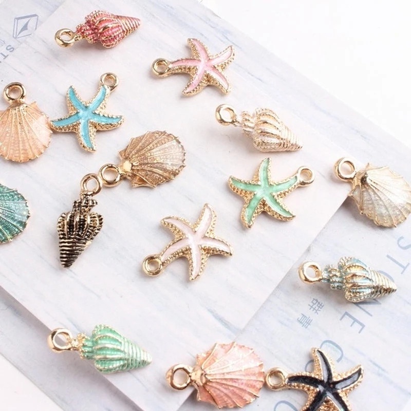 Set 13 Mặt Vòng cổ Hình Vỏ Sò/Sao Biển/Sao Biển Làm Đồ Trang Sức Thủ Công DIY