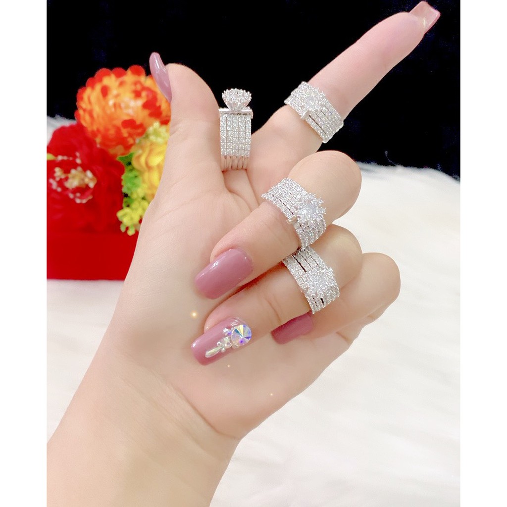 Nhẫn nữ ximen mạ bạch kim cao cấp EKP801C