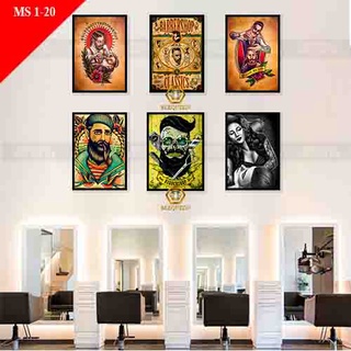 [MS1-20] 20 Mẫu Tranh Barber Trang Trí Barber Shop - Tiệm Tóc Nam Phong Cách Vingtage