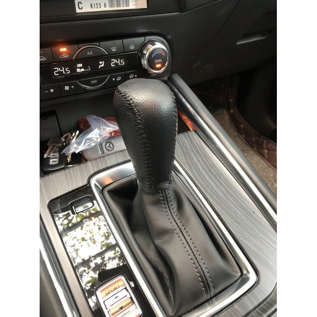 Bọc da cần số xe Mazda CX5 bằng da bò, bảo hành 12 tháng, nhiều mầu sắc