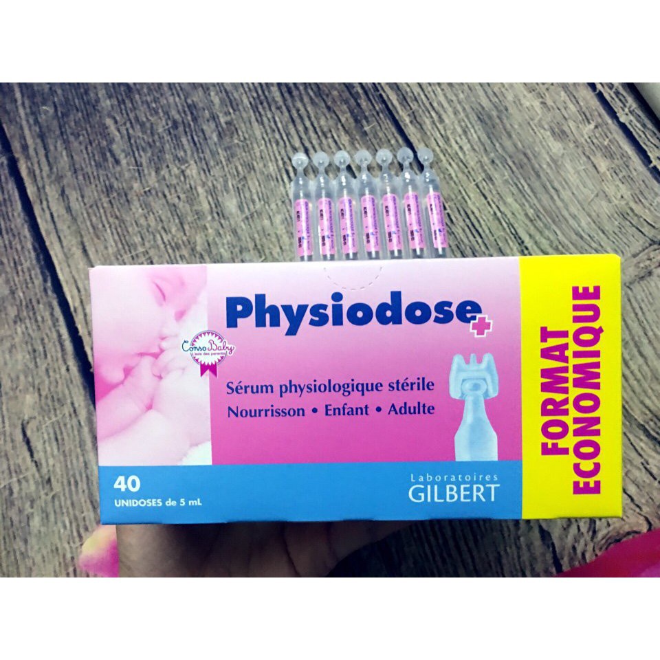 Nước muối sinh lý Physiodose của Pháp-Muối Hồng