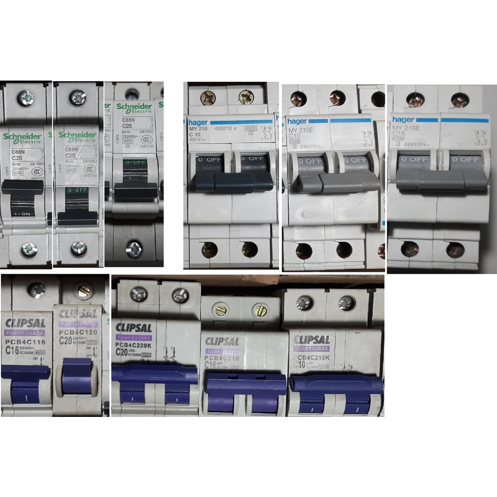 Aptomat cầu dao MCB CB PCB Schneider, Hager, Clipsal 1P, 2P tép 10A 16A 20A 25A - Thanh lý hàng chưa qua sử dụng