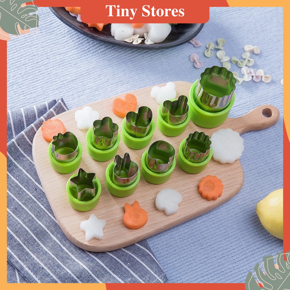 Bộ 8 Khuôn Cắt Tỉa, Khuôn Cắt Đa Năng Tạo Hình Rau Củ, trái cây, bánh, thạch cao cấp