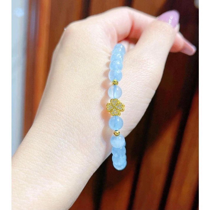 Charm 4 lá đá vàng tây10k xuyên mix vòng hoặc làm mặt dây chuyền size 8-10li