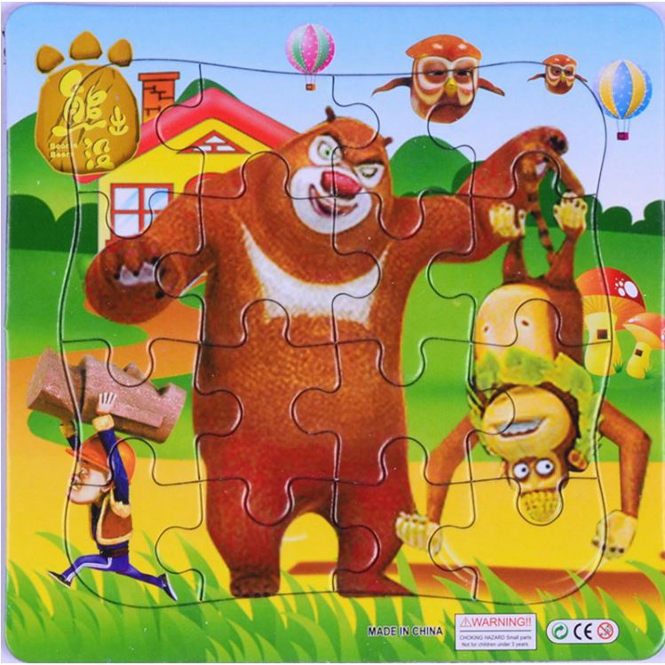 Tranh Xếp Hình Cho bé 16 ô bìa cứng - Bộ xếp hình trẻ em Puzzle kích thích sáng tạo Duashop