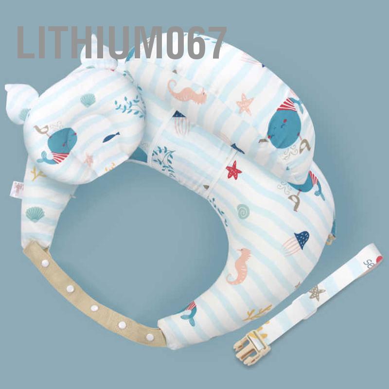 Gối cho bé bú đa năng cao cấp cotton Hàn mềm mịn thoáng mát an toàn cho bé hoạ tiết dễ thương - Có Khóa Kéo Điều Chỉnh Thoải Mái lithium067
