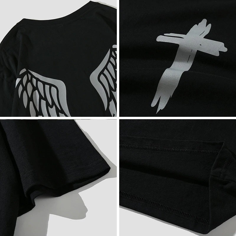 Áo thun phản quang tay lỡ nam nữ cánh 03