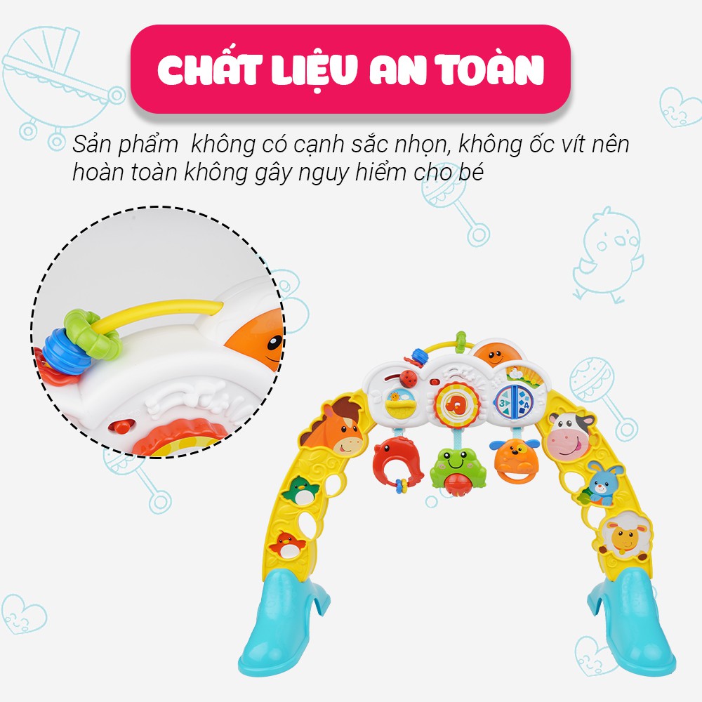 Kệ Chữ A đồ chơi đa, treo thành cũi có nhạc 3 in 1 hình động vật Winfun 0853 - Đồ chơi cho bé sơ sinh tới 1 tuổi