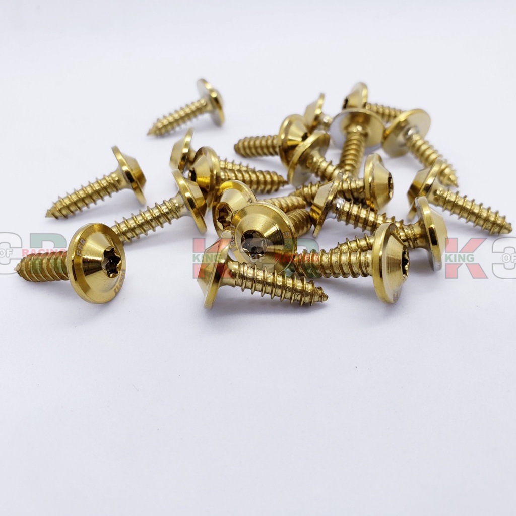 Ốc Proti 5li xi Titan dàn áo xe máy sirius exciter jupiter... mẫu cao cấp gắn dòng xe yaz, giá 1 ốc, màu vàng