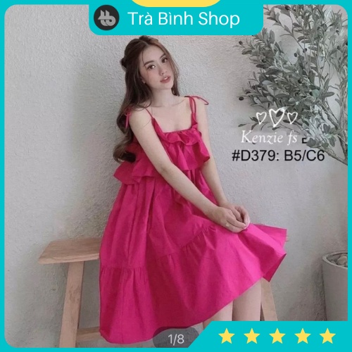 Đầm maxi đi biển váy 2 dây bèo ngực thắt nơ vai sợi nhỏ