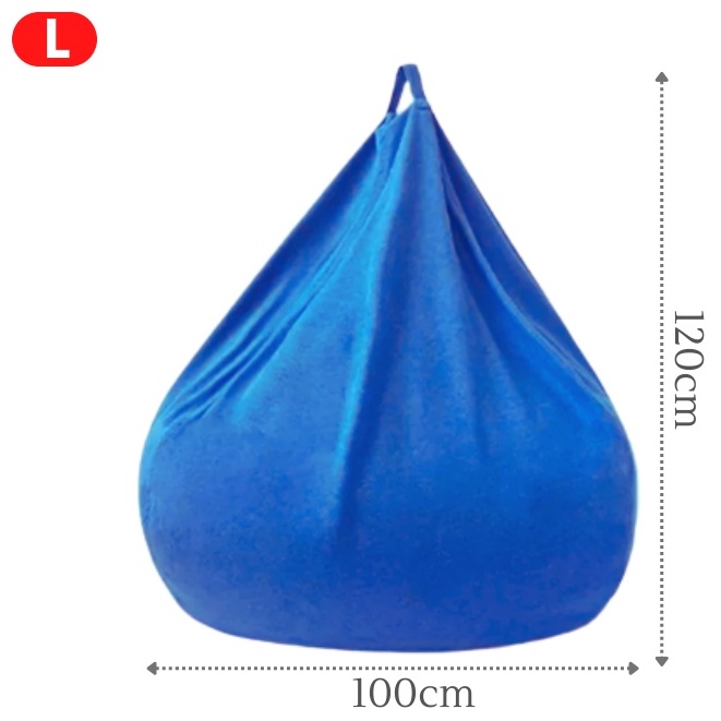 Ghế Lười Hạt Xốp 3ii Home Hình Trái Lê Size L 100x120cm Màu Xanh Dương Vải Nhung Gân Cao Cấp