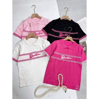 Áo len nữ mongtoghi cổ đức chữ Barbie nhiều màu kiểu áo polo