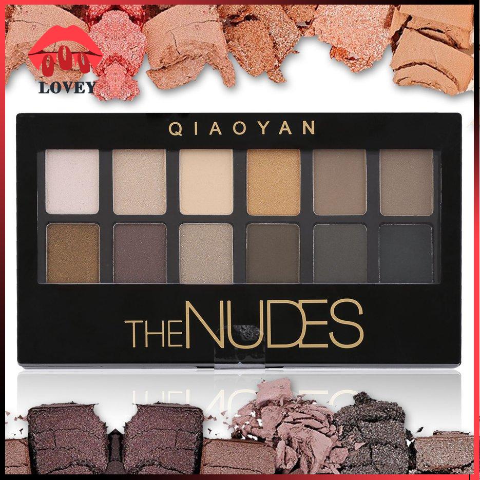 lovey★12 Colours  Pro Nude Makeup Palette Smoky Matte Glitter Version Eyeshadow