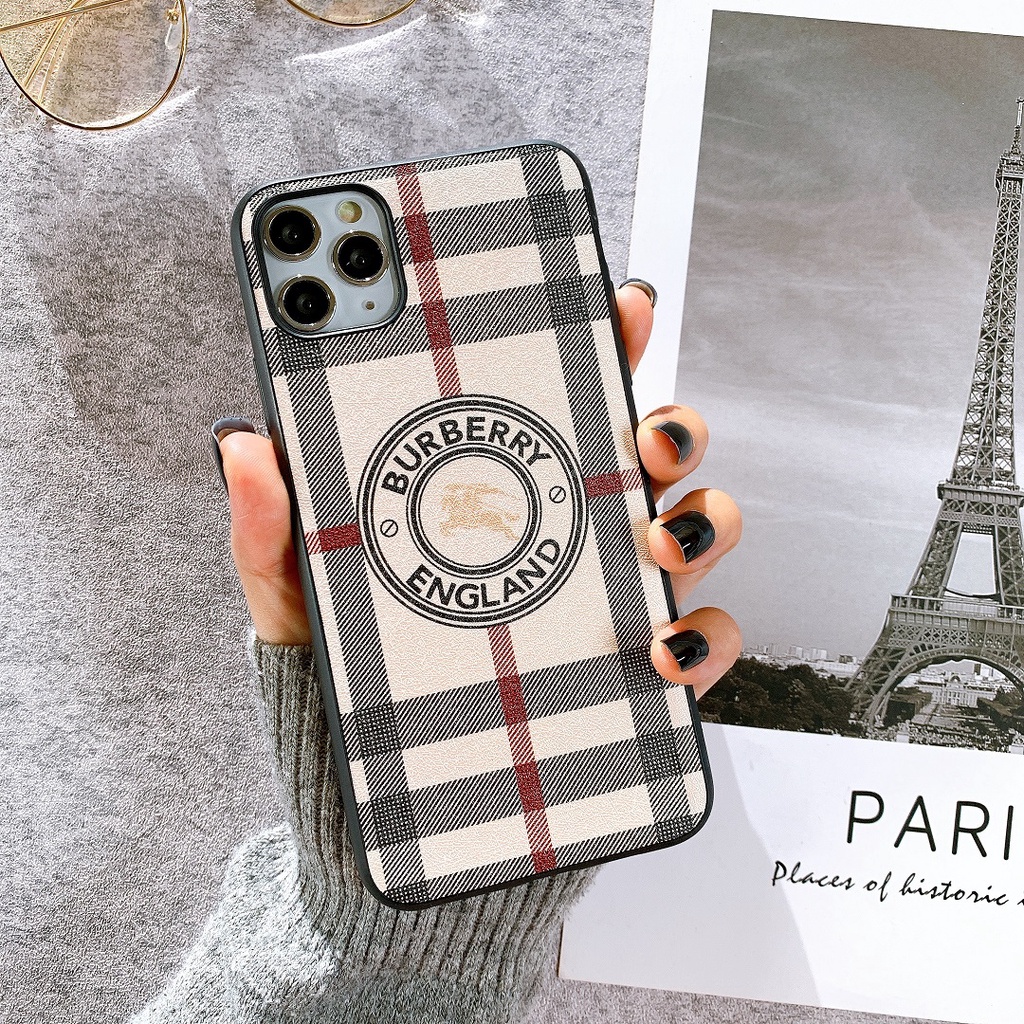 ỐP LƯNG DA IMD HỌA TIẾT DÀNH CHO IPHONE BURBERRY - N2558